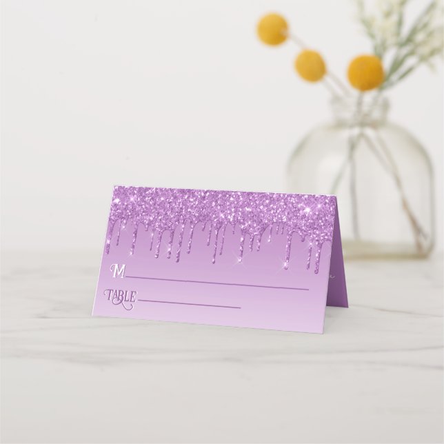 Carte De Placement Glam Purple Parties scintillant Drift Élégant Pers (Devant)