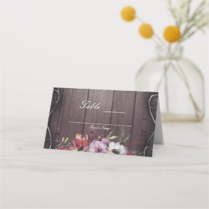 Carte De Placement Glamor Rustique Barn Bois Flore Table Florale