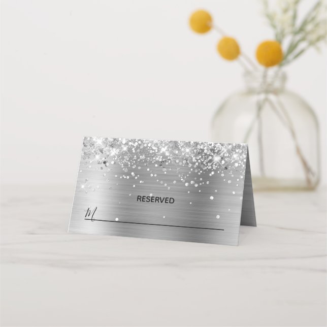 Carte De Placement Glitterie Argent Réservé (Devant)