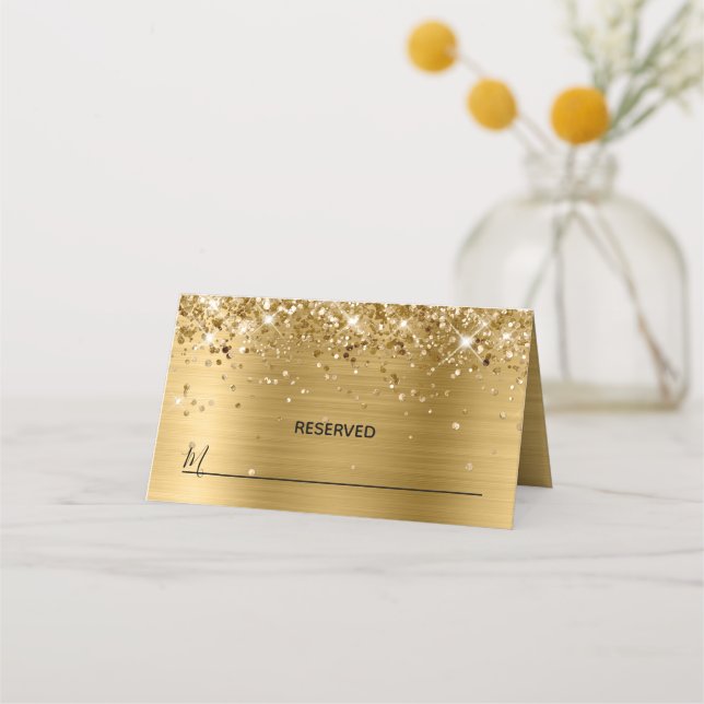Carte De Placement Glittery Gold Foil Réservé (Devant)