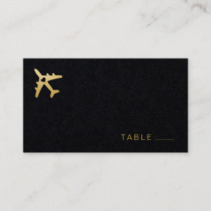 Carte De Placement Gold Avion Voyage thème Mariage NOIR PAPIER