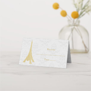 Carte De Placement Gold Eiffel Tower Damask Réception Carte Place