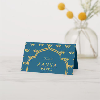 Carte De Placement Gold Elephant & Lotus Flower Mariage nom de l'esco