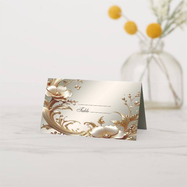 Carte De Placement Gold Floral Place Card (Devant)