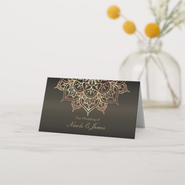 Carte De Placement Gold Mandala Earthy Bronze Brown Siège de table mo (Devant)