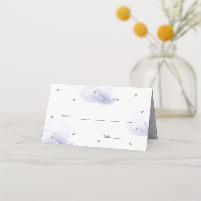 Carte De Placement Gold Star & Lavender Cloud Baby shower Place Card (Devant)
