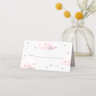 Carte De Placement Gold Star & Pink Cloud Baby shower