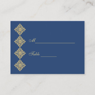 Carte De Placement Golden Diamond Damask Blue Table Paramètre