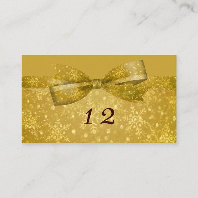 Carte De Placement Golden Glitz & Shimmer Snowflakes Mariage (Devant)