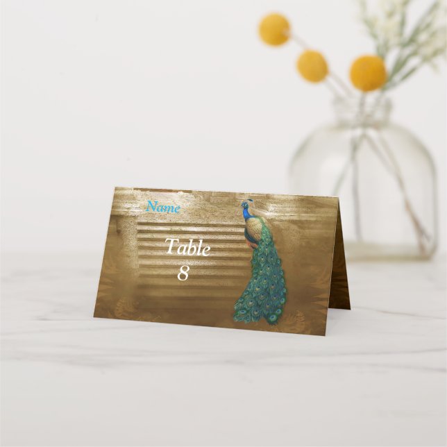 Carte De Placement Golden Royal Peacock Temple Mariage Dreams (Devant)