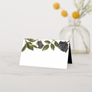 Carte De Placement Gothique Fleur Noire Mariage Tente de nourriture