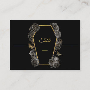 Carte De Placement Gothique Noir & Or Rose Mariage de café plat