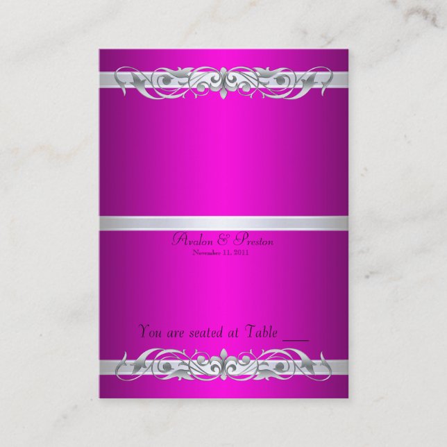 Carte De Placement Grand Duchess Pink Scroll Table pliante Plaque (Devant)