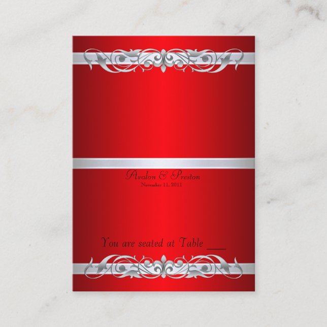 Carte De Placement Grand Duchess Red Scroll Table pliante Plaque (Devant)