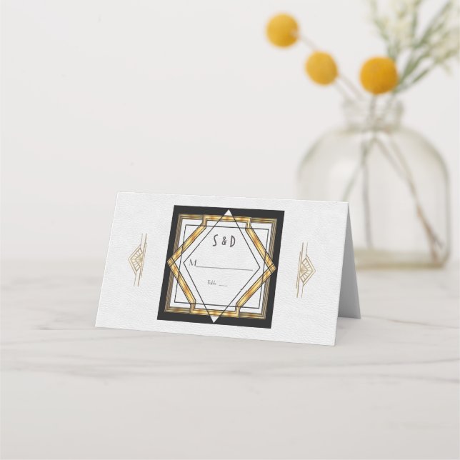 Carte De Placement Grand Mariage Gatsby Gold White Art Déco (Devant)
