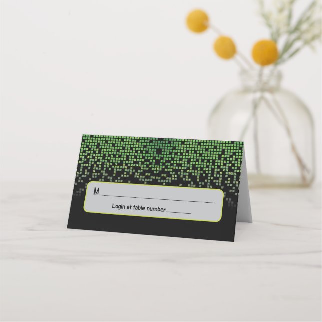 Carte De Placement Green Black Vidéo Jeu Gamer Bar Mitzvah Adresse (Devant)