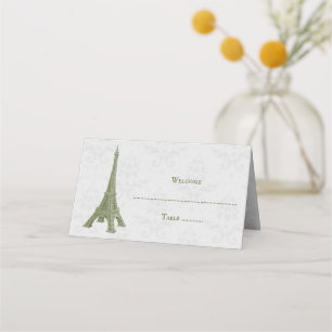 Carte De Placement Green Eiffel Tower Damask Réception Carte Place
