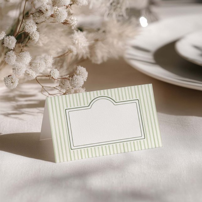Carte De Placement Green Striped Wedding  (Créateur téléchargé)