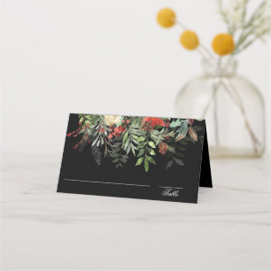 Carte De Placement Greens de Noël Noir Mariage de Noël