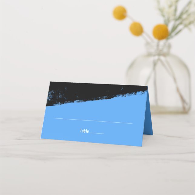 Carte De Placement Grunge Blue Black Bar Mitzvah replié (Devant)