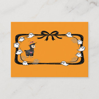 Carte De Placement Halloween Llama Wearing Witch Hat Orange