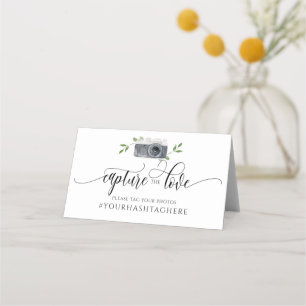 Carte De Placement Hashtag mariage Signal Calligraphie Aquarelle Camé
