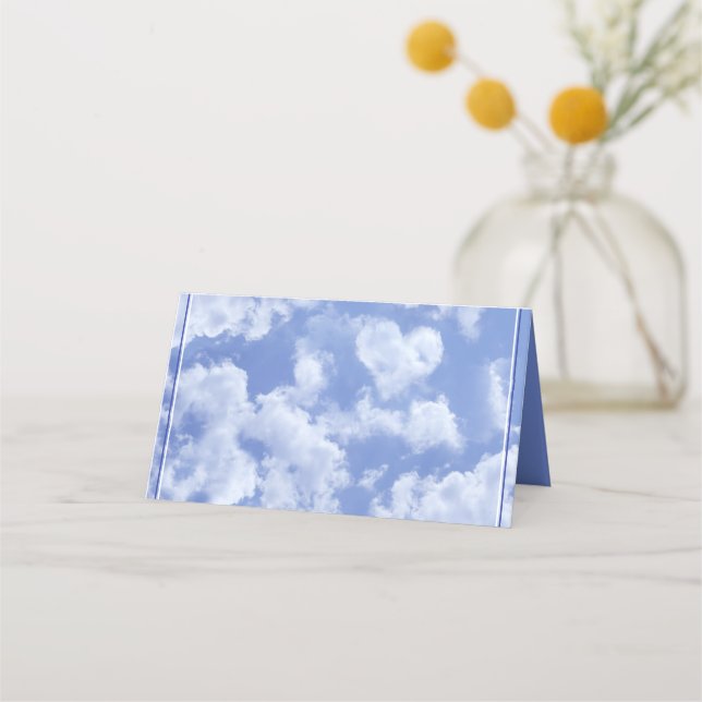 Carte De Placement Heart Cloud Ciel mignon Moderne Bleu Personnalisé  (Devant)