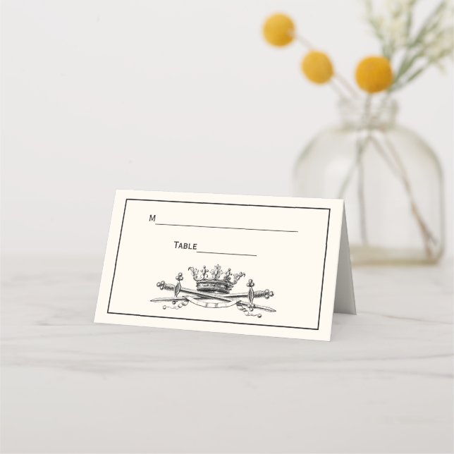 Carte De Placement Héraldique Couronne Croisée Épées Emblem Crest Ivo (Dos)