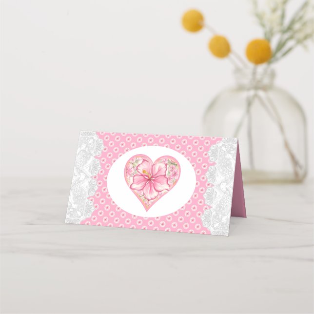 Carte De Placement Hibiscus & dentelle PINK (Dos)