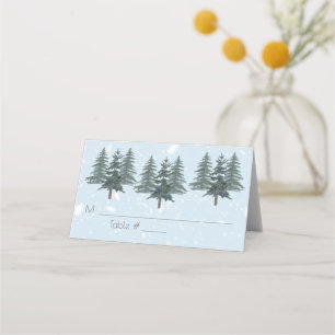 Carte De Placement Hiver À feuillage persistant neige Rustique Mariag