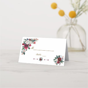 Carte De Placement Hiver Bourgogne Mariage de pin floral Numéro de ta
