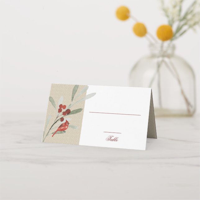 Carte De Placement Hiver simple | Cardinal | Réception de mariage (Devant)
