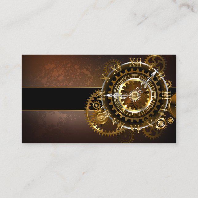 Carte De Placement Horloge Steampunk avec des engrenages anciens (Devant)