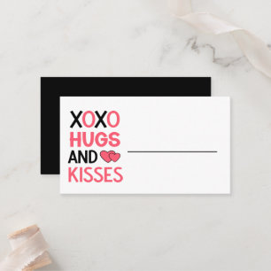 Carte De Placement Hugs Kisses XOXO Fête des mariées Mariage noir