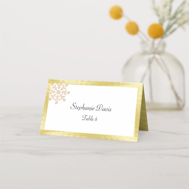 Carte De Placement Huile d'or, Rose de diamants Snowflakes d'or (Devant)