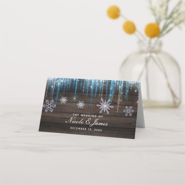 Carte De Placement Icicles congelés Wonderland hiver Numéro de tablea (Devant)