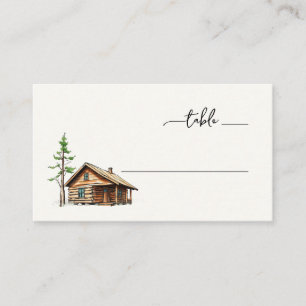 Carte De Placement Illustration de cabane aquarelle marron rustique