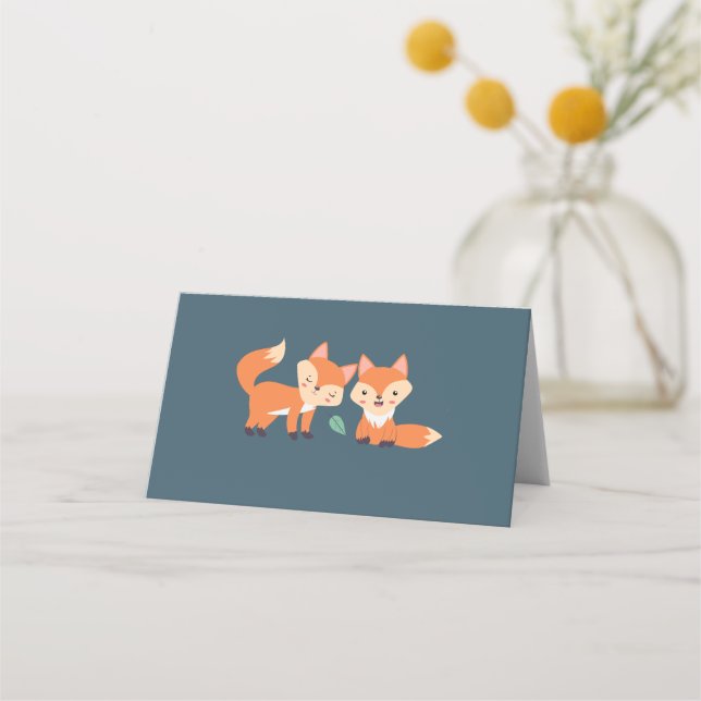 Carte De Placement Illustration graphique des renards orange mignons (Devant)
