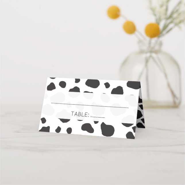 Carte De Placement Impression De Vache, Spots De Vache, Noir Et Blanc (Devant)