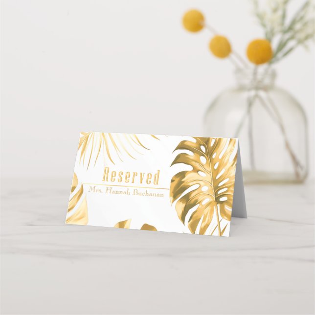 Carte De Placement Imprimé élégant et tendance de Monstera doré luxue (Devant)
