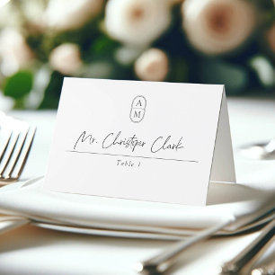 Carte De Placement Initiales modernes, mariage élégant Carte Place pl