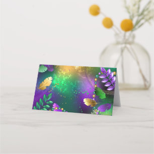 Carte De Placement Iridescente mardi gras arrière - plan avec perles