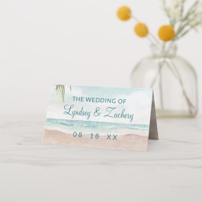 Carte De Placement Island Breeze Sandy Beach Réservé Mariage (Dos)