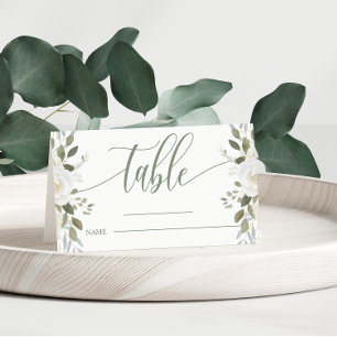Carte De Placement Ivoire et Sauge Élégante Table Fleurie de Mariage