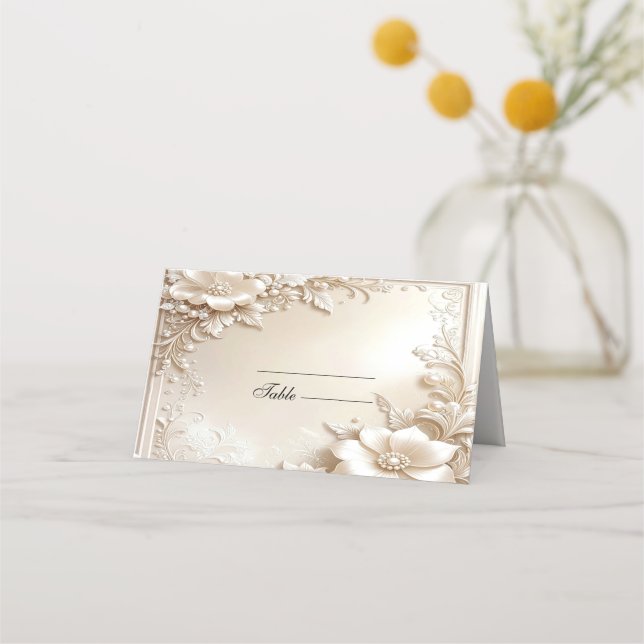 Carte De Placement Ivory Flowers Place Card (Devant)
