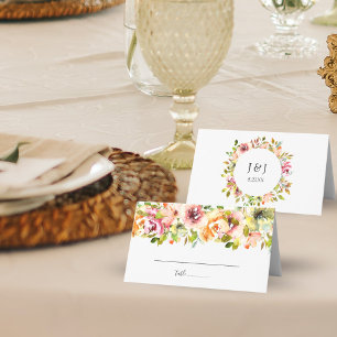 Carte De Placement Jardin d'été Aquarelle Florale Mariage Carte Place