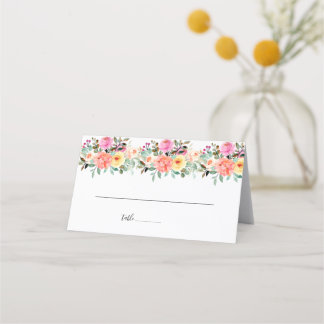 Carte De Placement Jardin d'été Aquarelle Mariage floral