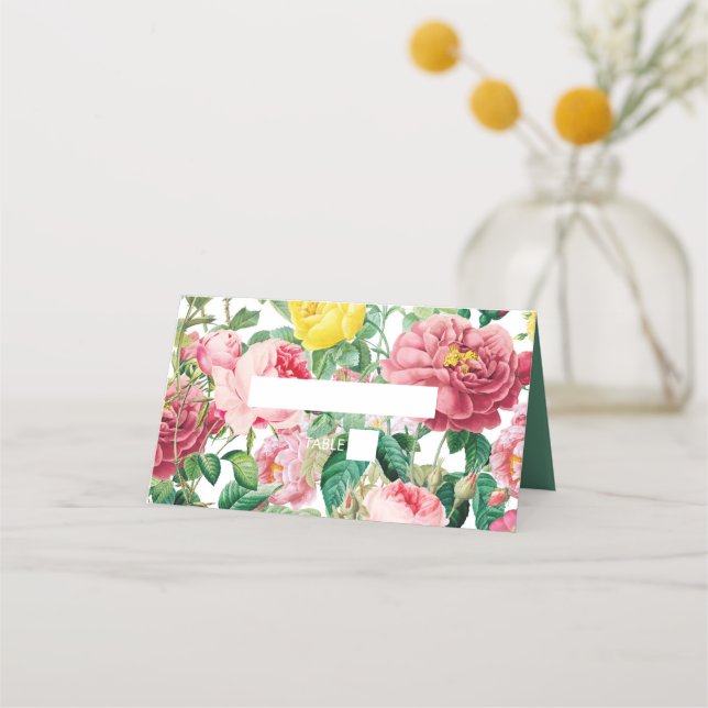 Carte De Placement Jardin floral, aquarelle et Mariage géométrique (Devant)