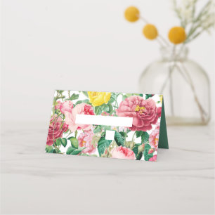 Carte De Placement Jardin floral, aquarelle et Mariage géométrique