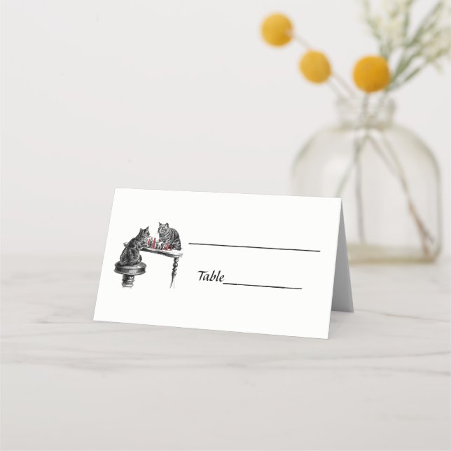 Carte De Placement Jeux de société Deux chats jouant aux échecs Match (Dos)